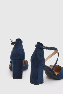 Coast Escarpins À Talon Bloc Pointu En Synthétique Avec Brides Croisées - Coupe Large Treat< Chaussures À Talons|Escarpins