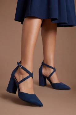 Coast Escarpins À Talon Bloc Pointu En Synthétique Avec Brides Croisées - Coupe Large Treat< Chaussures À Talons|Escarpins
