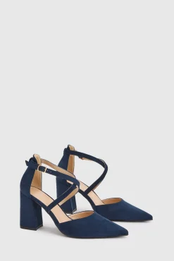 Coast Escarpins À Talon Bloc Pointu En Synthétique Avec Brides Croisées - Coupe Large Treat< Chaussures À Talons|Escarpins