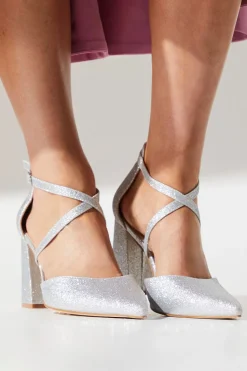 Coast Escarpins à Talon Bloc Pointus avec Brides Croisées Pailletées - Coupe Large Treat< Chaussures Festives|Chaussures À Talons