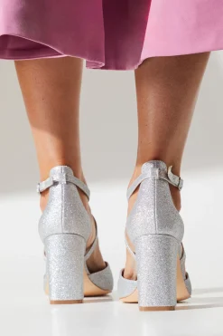 Coast Escarpins à Talon Bloc Pointus avec Brides Croisées Pailletées - Coupe Large Treat< Chaussures Festives|Chaussures À Talons