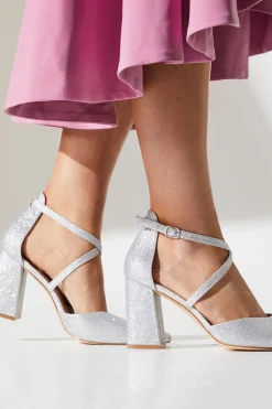Coast Escarpins à Talon Bloc Pointus avec Brides Croisées Pailletées - Coupe Large Treat< Chaussures Festives|Chaussures À Talons