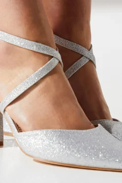 Coast Escarpins à Talon Bloc Pointus avec Brides Croisées Pailletées - Coupe Large Treat< Chaussures Festives|Chaussures À Talons