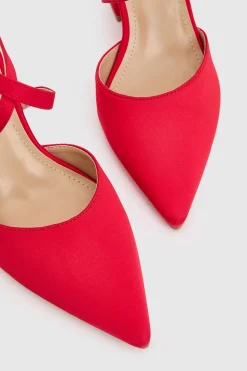 Escarpins à Talon Bloc Pointus en Satin avec Brides Croisées - Coupe Large Treat