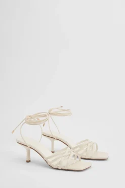 Escarpins À Talons Aiguilles Bas Avec Brides Croisées Et Attaches Nouées À L'avant