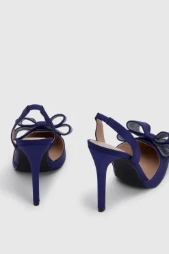 Escarpins À Talons Aiguilles Bride Arrière En Satin Avec Nœud Tamara Coupe Large