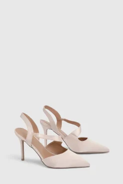 Escarpins À Talons Aiguilles Pointus Asymétriques En Satin Everly Coupe Large