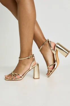 Escarpins À Talons Blocs Mi-hauts Avec Brides Croisées Coupe Large