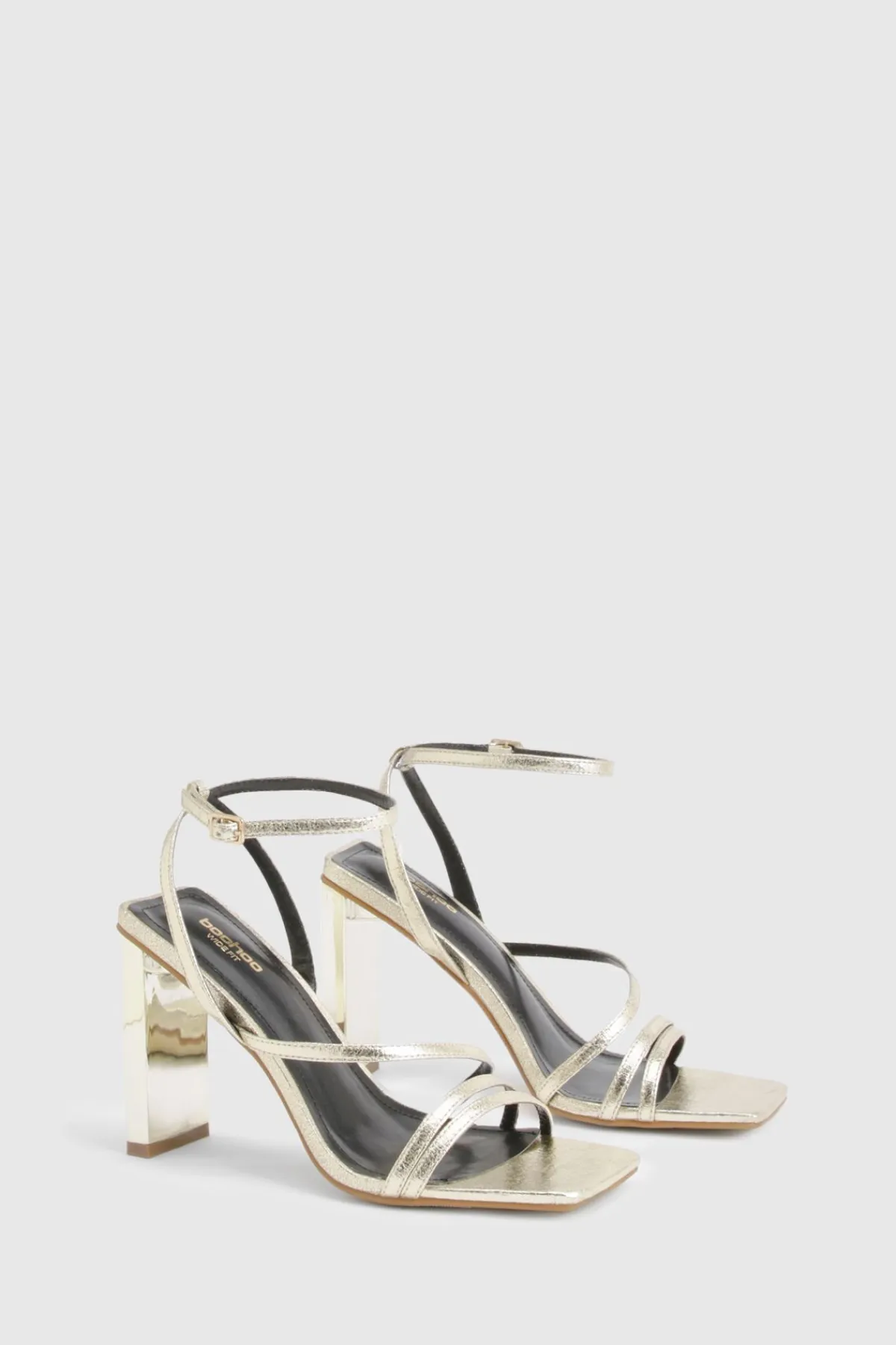 boohoo Escarpins à Talons Bloc Statement à Brides Texturées Coupe Large< Chaussures Festives|Chaussures À Talons