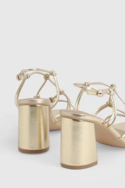 Escarpins À Talons Carrés Larges Avec Brides Nouées