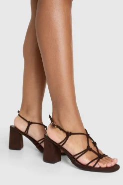 Escarpins À Talons Carrés Larges En Synthétique Avec Brides Nouées
