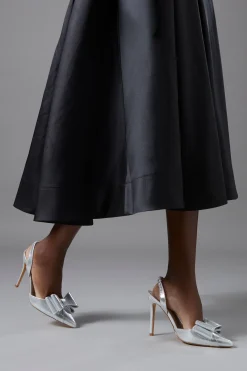 Coast Escarpins Tamara à Bride Arrière en Textile Métallisé avec Nœud en Satin et Talon Haut Stiletto< Chaussures Festives|Chaussures À Talons