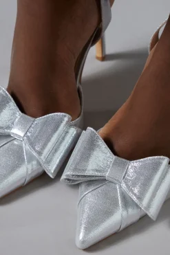Coast Escarpins Tamara à Bride Arrière en Textile Métallisé avec Nœud en Satin et Talon Haut Stiletto< Chaussures Festives|Chaussures À Talons