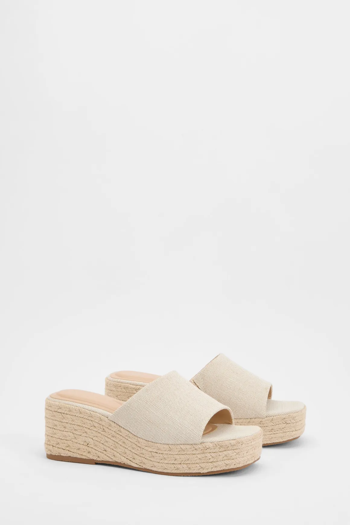 Espadrilles Compensées À Bout Carré En Lin