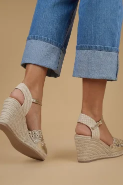 Espadrilles Compensées Britany En Synthétiquecuir À Détails Ajourés Et Bride Double
