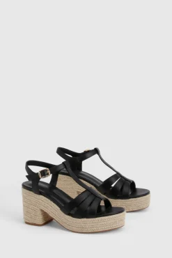 Espadrilles Compensées À Plateforme Avec Bride En T