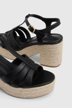 Espadrilles Compensées À Plateforme Avec Bride En T