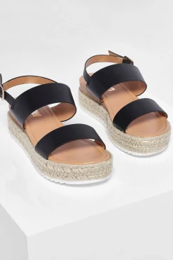 boohoo Espadrilles à plateforme à double bride< Sandales