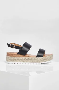 boohoo Espadrilles à plateforme à double bride< Sandales