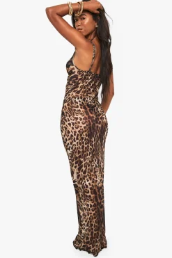 boohoo Essentiels de la plage Robe Maxi Léopard<Femme Looks Chocolat|Robes
