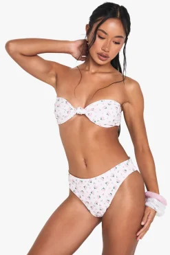 boohoo Essentiels de maillots de bain Ditsy Floral – Haut de bikini bandeau à nœud<Femme Maillots De Bain|Tenues De Plage