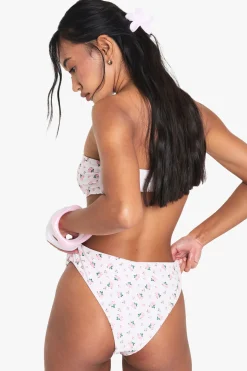 boohoo Essentiels de maillots de bain Ditsy Floral – Haut de bikini bandeau à nœud<Femme Maillots De Bain|Tenues De Plage