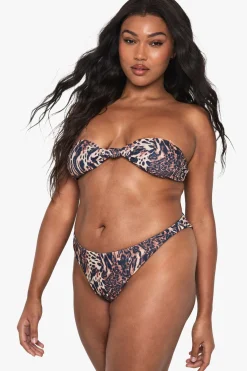 boohoo Essentiels de maillots de bain plus : Haut de bikini bandeau<Femme Imprimé Léopard|Tenues De Plage