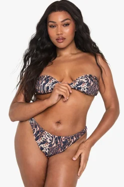 boohoo Essentiels de maillots de bain plus : Haut de bikini bandeau<Femme Imprimé Léopard|Tenues De Plage