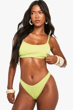 Essentiels de maillots de bain : Haut bikini à encolure échancrée Crinkle