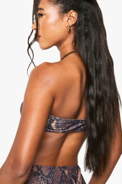 boohoo Essentiels maillots de bain : Top bikini bandeau à imprimé synthétique<Femme Maillots De Bain|Tenues De Plage