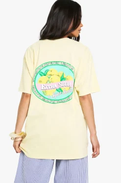 boohoo Extra Sour Lemons T-shirt oversize surdye<Femme Tops