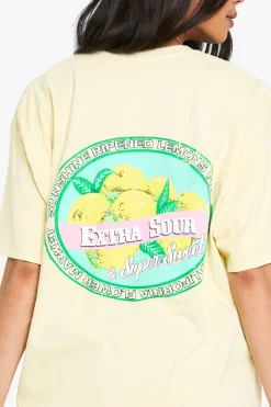 boohoo Extra Sour Lemons T-shirt oversize surdye<Femme Tops