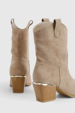 boohoo Faux Suede Bottes Western Mi-Mollet< Bottes|Bottes En Daim