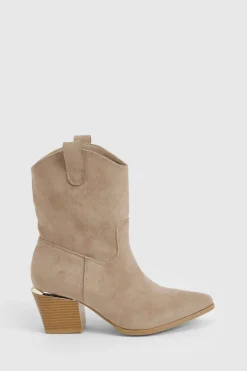boohoo Faux Suede Bottes Western Mi-Mollet< Bottes|Bottes En Daim