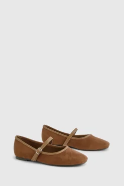 Faux Suede Contrast Ballet Flats