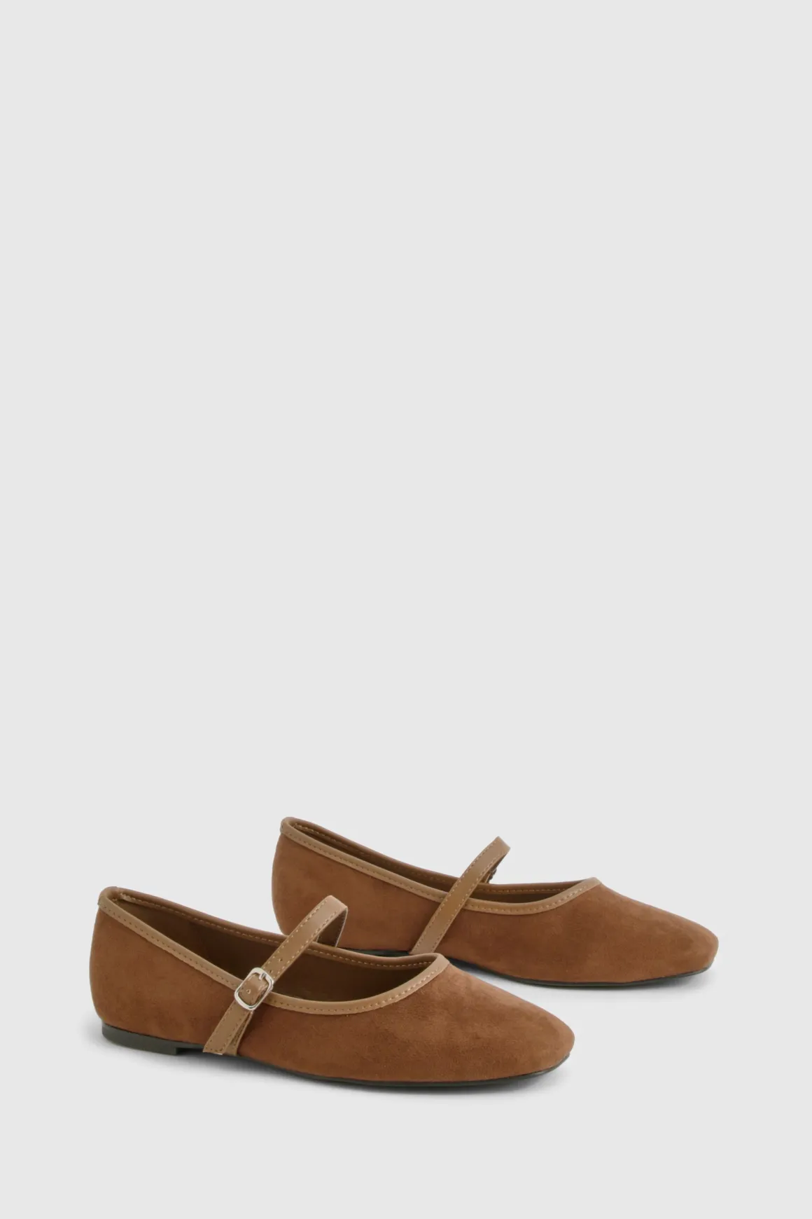 Faux Suede Contrast Ballet Flats