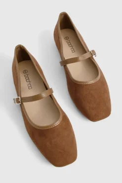 Faux Suede Contrast Ballet Flats