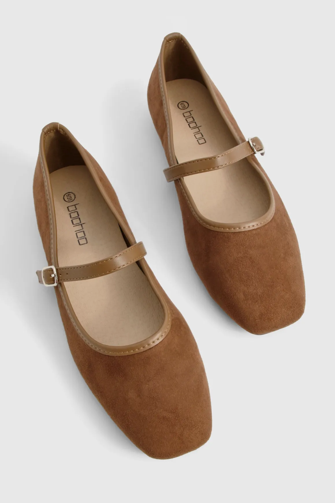 Faux Suede Contrast Ballet Flats