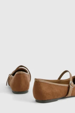 Faux Suede Contrast Ballet Flats