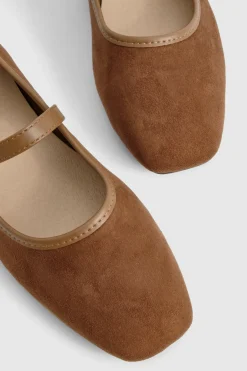 Faux Suede Contrast Ballet Flats