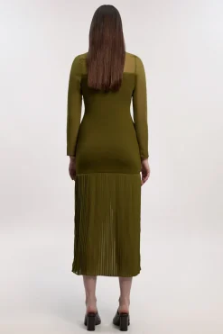 Figure Form Woven Bandage Knit Mix Dress