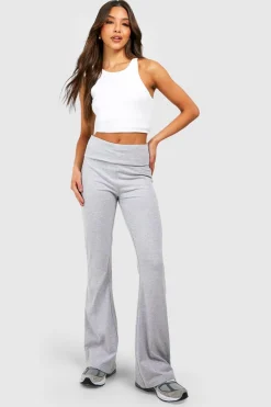 Flares de yoga en jersey de coton à ceinture repliée