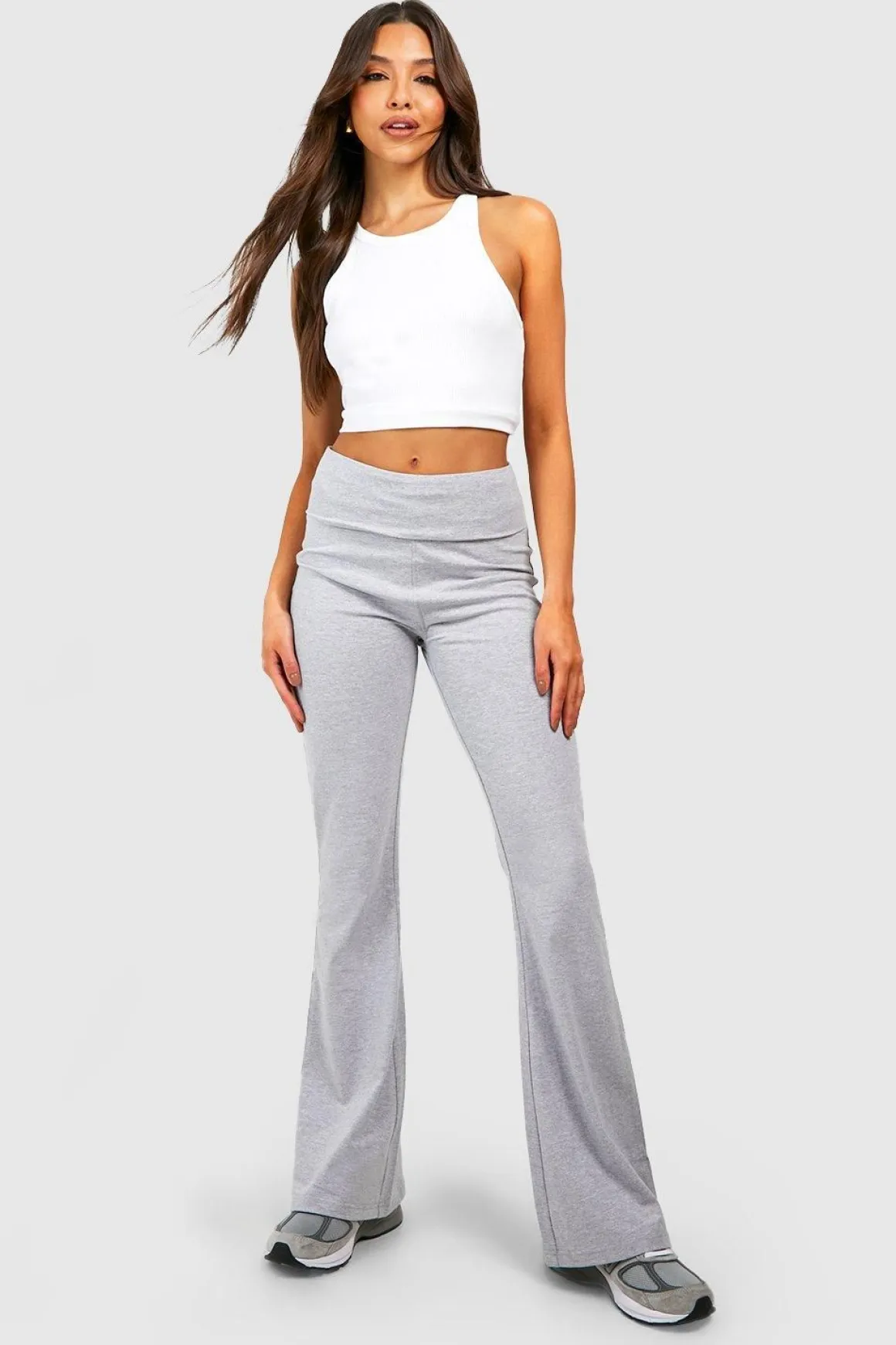 Flares de yoga en jersey de coton à ceinture repliée