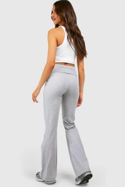 Flares de yoga en jersey de coton à ceinture repliée