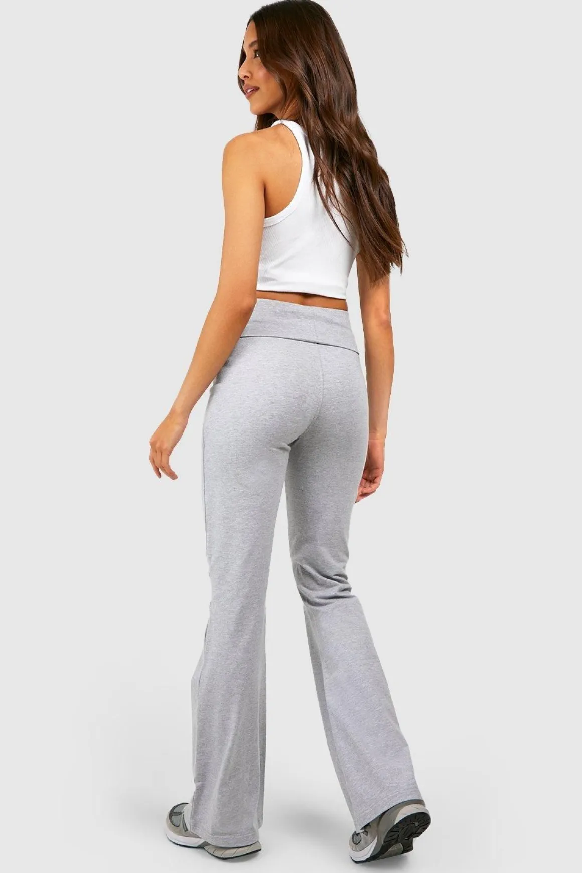 Flares de yoga en jersey de coton à ceinture repliée