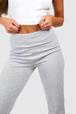 Flares de yoga en jersey de coton à ceinture repliée