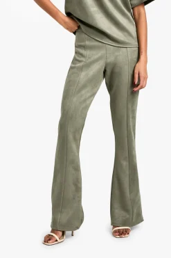 boohoo Flares à taille basse en synthétique-suède<Femme Pantalons