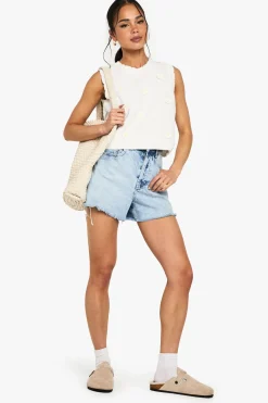 Floral Appliqué Crochet Knitted Top