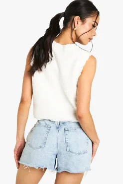 Floral Appliqué Crochet Knitted Top