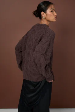Fluffy Cable Knit Crew Neck Jumper